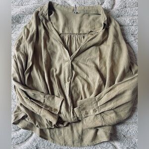Sage Button Up Blouse